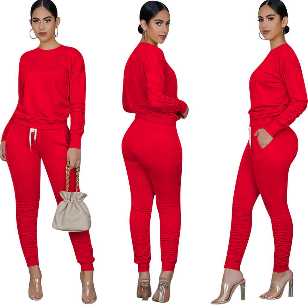Pants Spot 2023 European American spring and autumn fashion casual street long-sleeved solid color suit
