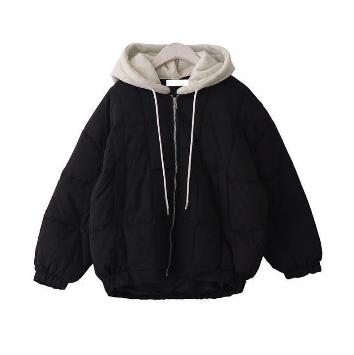 Puff Padded Zipper With Hood Warm Outwear Quilted Women Jacket 201106