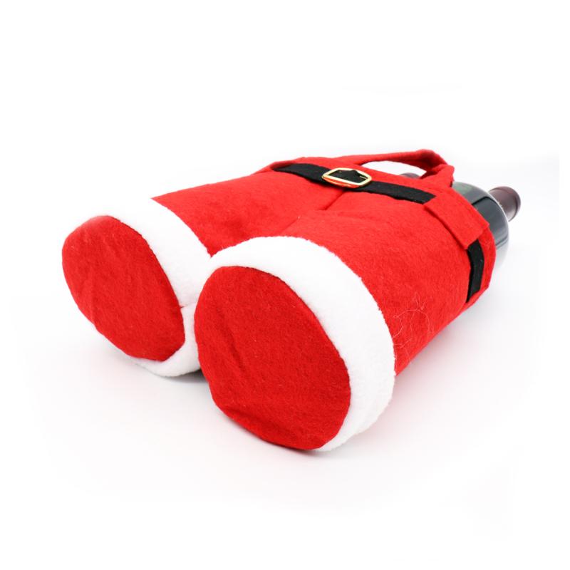 1pcs Christmas Wine Bottle Bag Candy Gift Bag Santa Claus Pants Trousers Handbag For Xmas New Year Festival Decoration