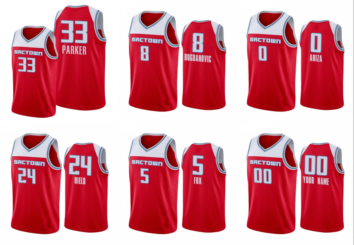 Sacramento Kings Men Bogdan Bogdanovic Trevor Ariza De'Aaron Fox Marvin Bagley III Buddy Hield NBA Red Custom Jersey, Black
Sacramento Kings Men Bogdan Bogdanovic Trevor Ariza De'Aaron Fox Marvin Bagley III Buddy Hield NBA Red Custom Jersey, Black