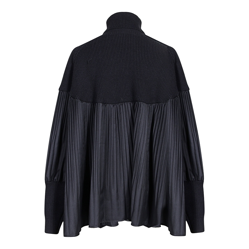 [EAM] Pelated Split Big Size Knitting Sweater Loose Fit Turtleneck Long Sleeve Women Pullovers New Fashion Spring 1M877 201109
