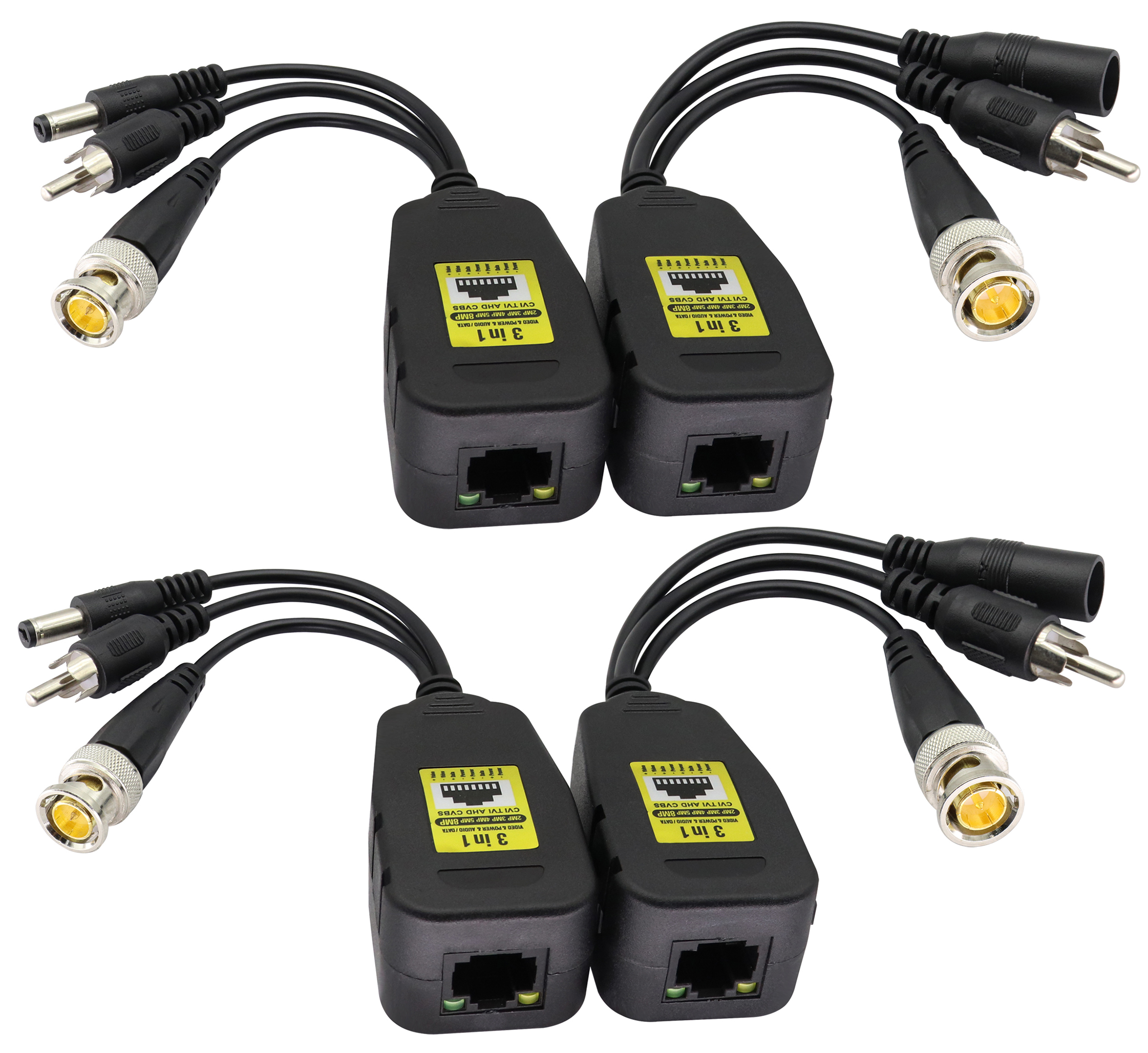 BNC Connector to RJ45 transmitter transceiver DC power passive audio video Barron CCTV Security DVR surveillance camera System (19cm / 2 pairs)