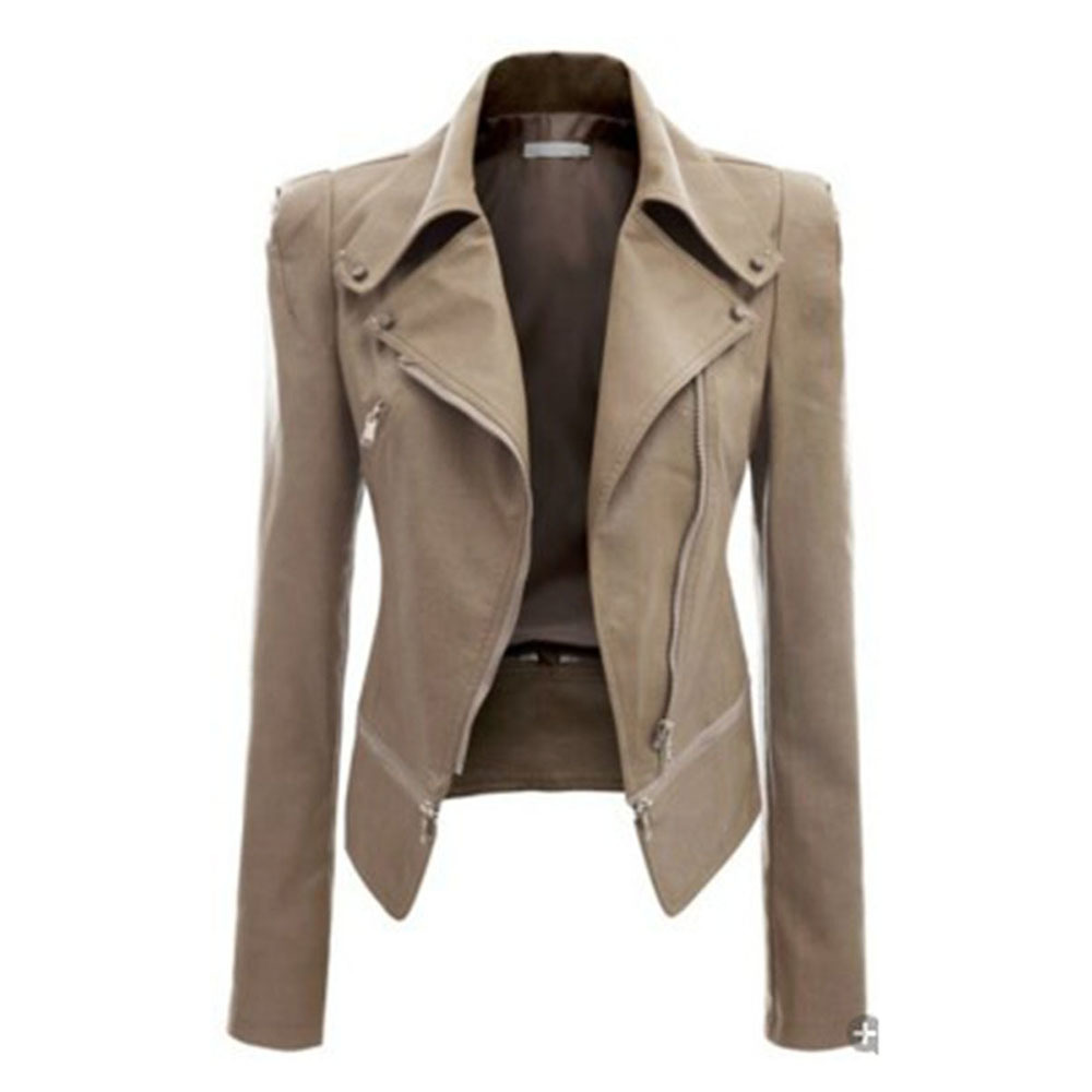 Autumn Women faux Leather Jacket Gothic Black moto jacket Zippers Long sleeve Goth Female PU Faux Leather Jackets 201226
