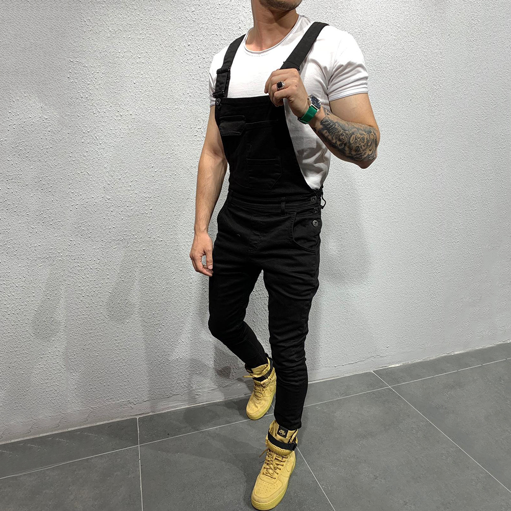 Mens Denim Overalls Dungaree Bib Pants Button Overalls Pocket Jumpsuit Overall Suspender Pants Moto Biker Jeans Pants Trousers 201111
