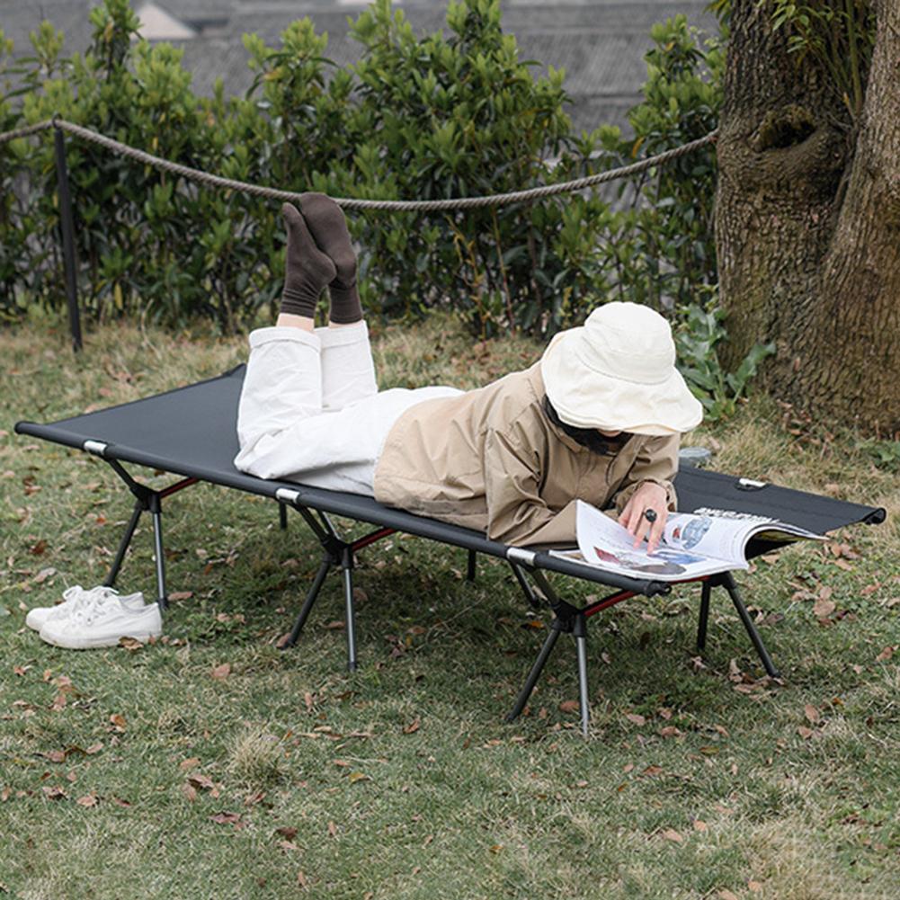 Outdoor Bed Portable Lightweight Fishing Folding Chair Outdoor Leisure Folding Camping Cot Collapsible Comfy Single Person Bed Q0111