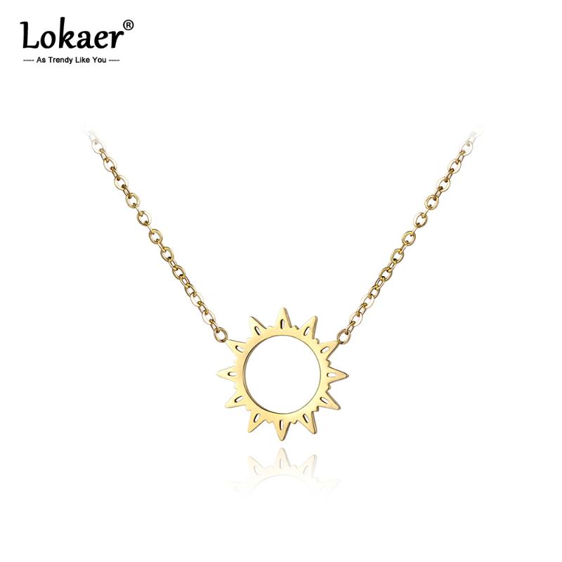 Chokers Lokaer Classic Stainless Steel Chains Necklace Jewelry Hollow Sun Flower Pendant Neckalces Bridal Wedding N18030
Chokers Lokaer Classic Stainless Steel Chains Necklace Jewelry Hollow Sun Flower Pendant Neckalces Bridal Wedding N18030