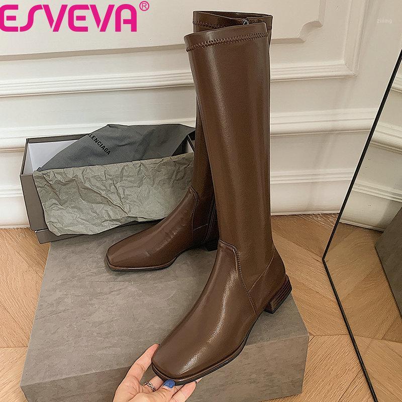 ESVEVA 2021 Knee High Boots Fashion Square Heel Women Shoes Retro Square Toe Long Boots PU Leather Zipper Ladies Pumps Size34-431, Brown
ESVEVA 2021 Knee High Boots Fashion Square Heel Women Shoes Retro Square Toe Long Boots PU Leather Zipper Ladies Pumps Size34-431, Brown