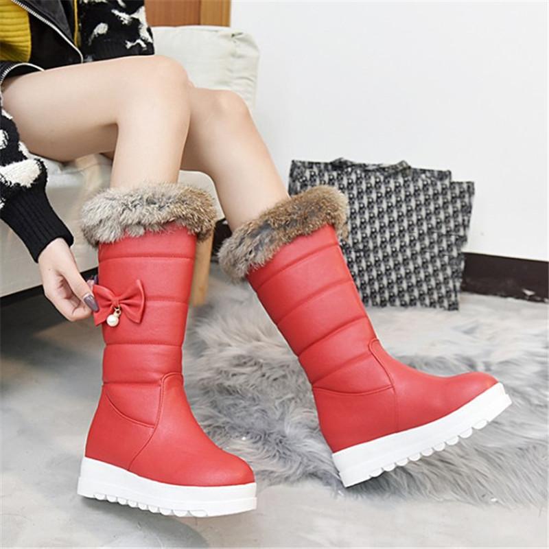 PXELENA Butterfly-knot Fur Women Mid Calf Snow Boots Waterproof Hidden Heels Platform Winter Warm Shoes 2020 Plus Size 44, Black
PXELENA Butterfly-knot Fur Women Mid Calf Snow Boots Waterproof Hidden Heels Platform Winter Warm Shoes 2020 Plus Size 44, Black