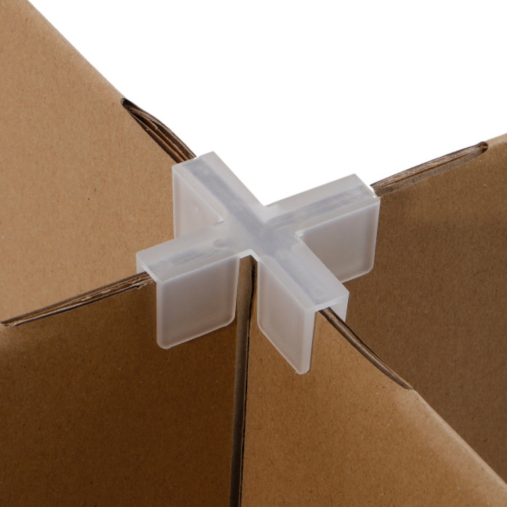 Plastic Cross Square 90 Degree Sleeve Over Paper Box Glass Shelf Connector Clamp Junction