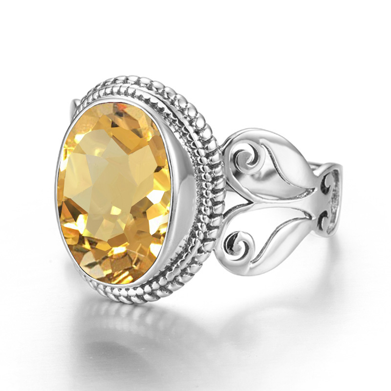 Redwood Yellow Citrine Rings For Women Boho 925 sterling silver Ring Gemstone Handmade Wedding Engagement Jewelry Send A GIft