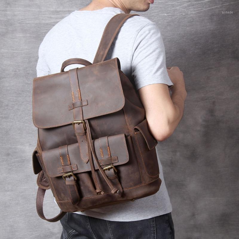2020 new fashion men's backpack retro waterproof leather backpack men's large capacity student bag travel men1, Retro brown
2020 new fashion men's backpack retro waterproof leather backpack men's large capacity student bag travel men1, Retro brown