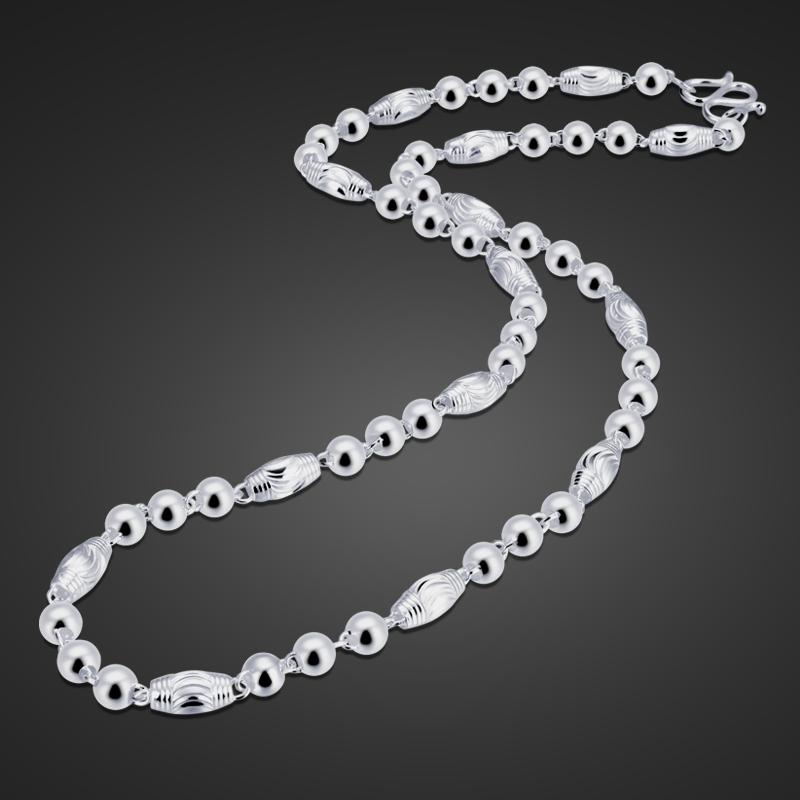 Solid 100% 925 sterling silver men necklace beads chain boy necklace punk hip hop rock domineering simple fashion thick
Solid 100% 925 sterling silver men necklace beads chain boy necklace punk hip hop rock domineering simple fashion thick