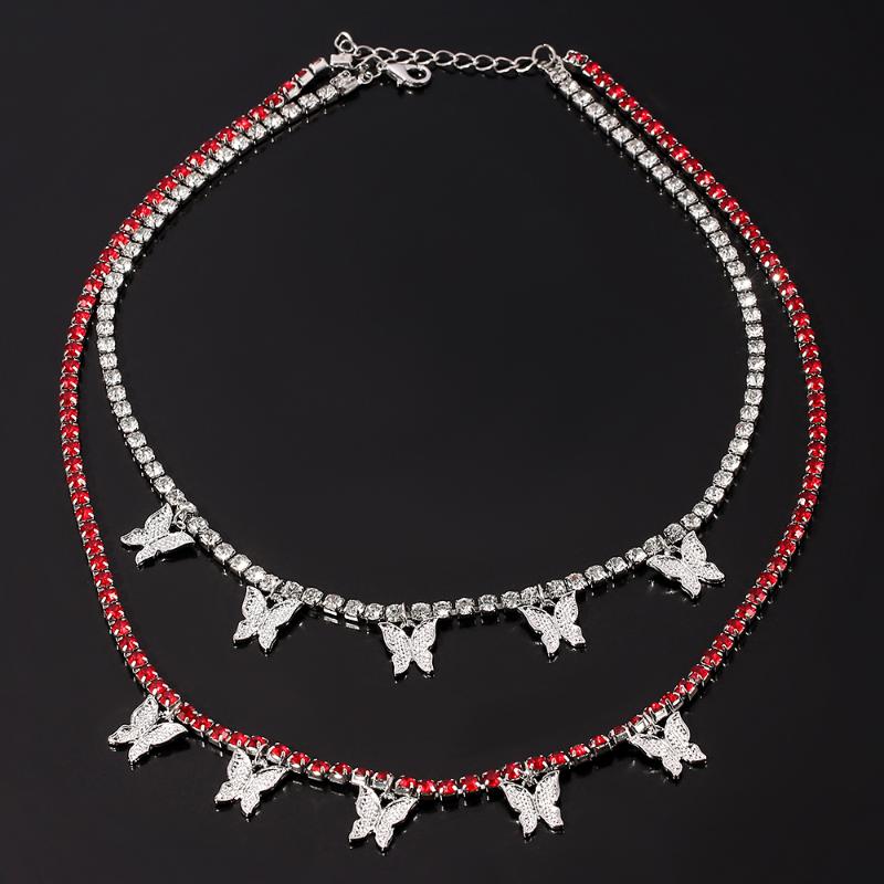 Charm Bling Crystal Choker With Butterfly Pendant Necklaces red white Zirconia tennis chain Necklaces For Women Elegant Jewelry
Charm Bling Crystal Choker With Butterfly Pendant Necklaces red white Zirconia tennis chain Necklaces For Women Elegant Jewelry