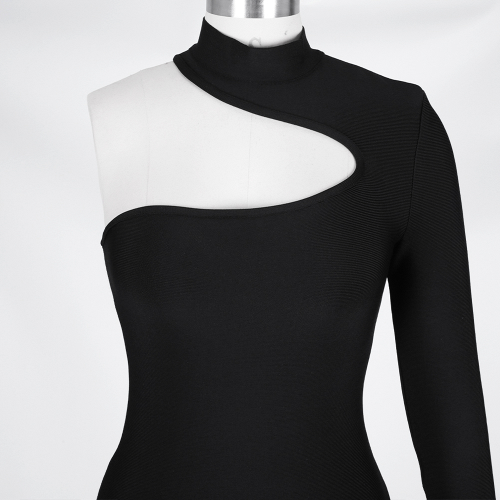 Ocstrade Summer Cut Out Bandage Dresses New Arrival Women Sexy Black Bandage Dress Long Seeve Bodycon Club Party Dress 201030
