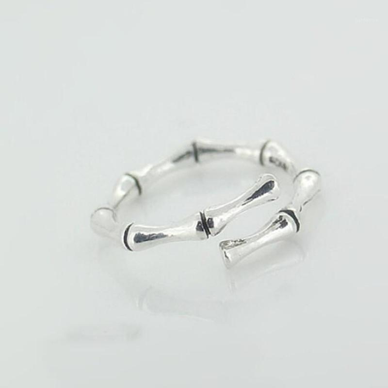 New 925 Sterling Silver Jewelry Thai Silver Simple Creative Bamboo Adjustable Personality Opening Rings SR1781