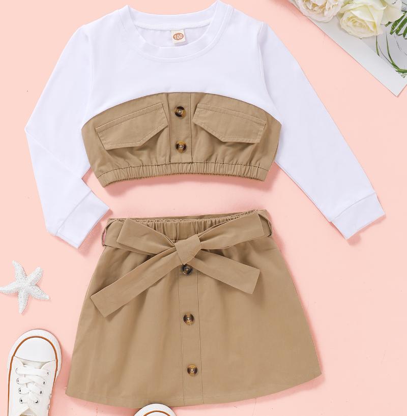 Clothing Sets Kids Baby Girls Summers Full Sleeve Patchwork Packet Thin Cool Tops Coat Belt Skirts Buttons Toddler Children Clothes 2pcs, White
Clothing Sets Kids Baby Girls Summers Full Sleeve Patchwork Packet Thin Cool Tops Coat Belt Skirts Buttons Toddler Children Clothes 2pcs, White