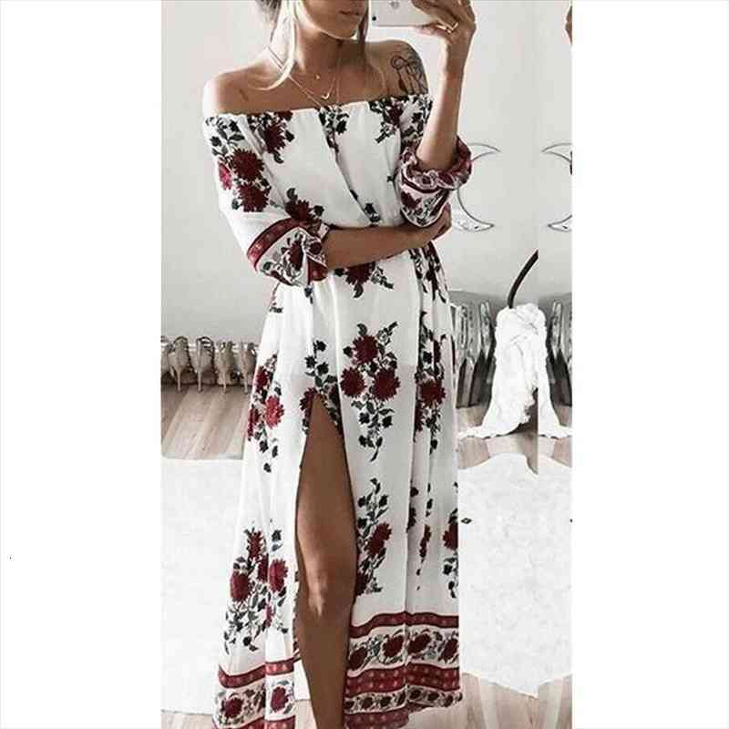 Sexy Women Off Shoulder Floral Print Half Sleeve Maxi Boho Beach Party Dress Womens Dress Slash Long Dresses Robe Femme, Black;gray
Sexy Women Off Shoulder Floral Print Half Sleeve Maxi Boho Beach Party Dress Womens Dress Slash Long Dresses Robe Femme, Black;gray