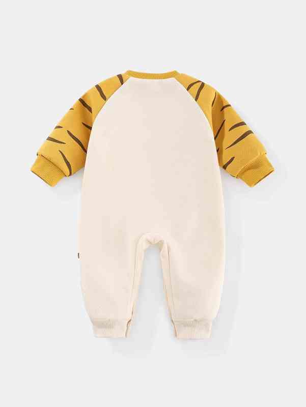 Peninsula Baby Cartoon Graphic Contrast Raglan Sleeve Thermal Jumpsuit SHE