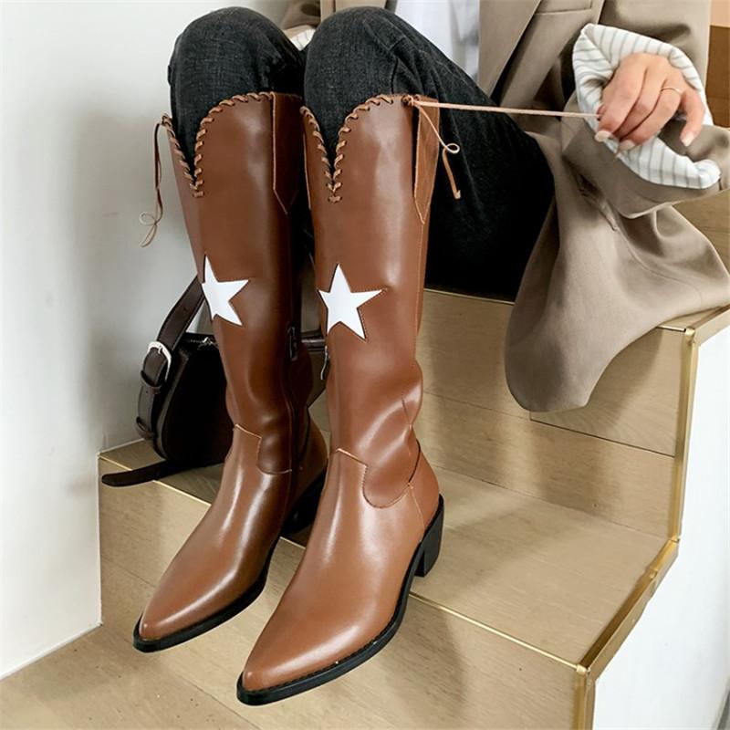 PXELENA Cool Street Western Cowboy Genuine Leather Knee High Boots Women Med Heels Motorcycle Biker Long Boots Autumn Winter 40, Brown autumn
PXELENA Cool Street Western Cowboy Genuine Leather Knee High Boots Women Med Heels Motorcycle Biker Long Boots Autumn Winter 40, Brown autumn