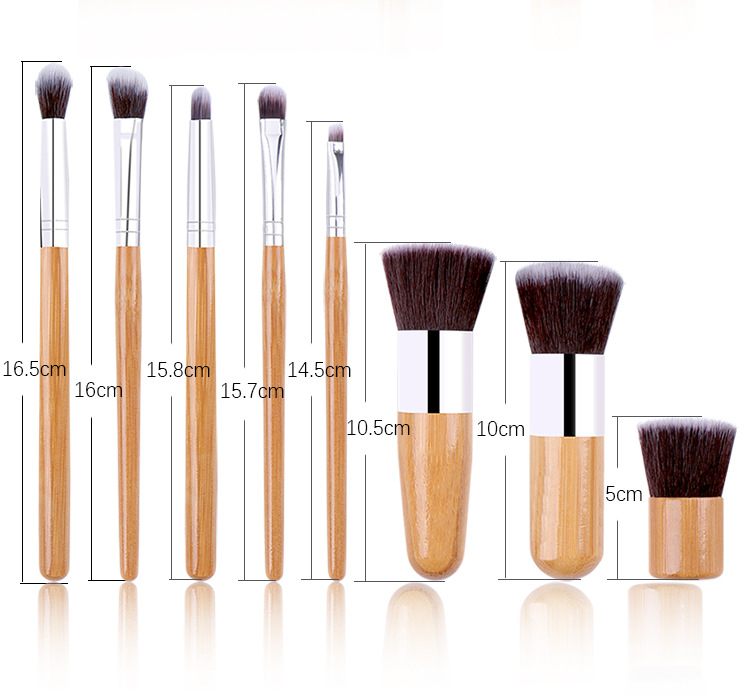 Bamboo Handle Makeup Brushes Set Professional Cosmetics Brush kits Kabuki BrushesBrochas De Maquillaje De Bambu Kabuki Brushes 11pcs