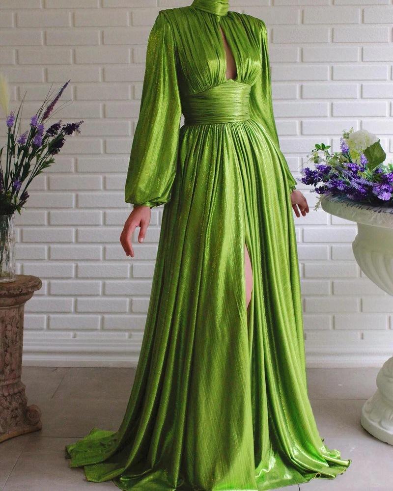 Casual Dresses EStenala Shiny Olivine Dress Women Long Sleeve Low Cut Out Elegant Maxi Slit, Black;gray
Casual Dresses EStenala Shiny Olivine Dress Women Long Sleeve Low Cut Out Elegant Maxi Slit, Black;gray