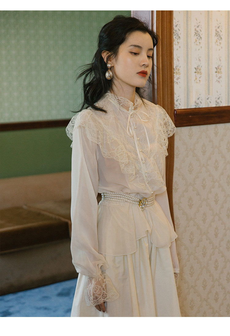 Full-sleeve Blouse Pearls Banners 2021 Summer Chiffon Skirt and Top Ensemble Beige Lace Two Pieces Women's Clothes Jilw
Full-sleeve Blouse Pearls Banners 2021 Summer Chiffon Skirt and Top Ensemble Beige Lace Two Pieces Women's Clothes Jilw