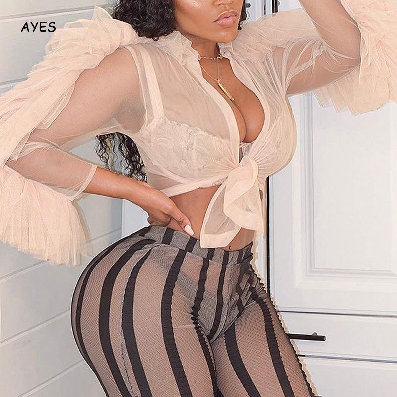 Sexy Women Mesh Shirts Short Transparent Blouses Tops Long ruffles Sleeve Blouse Lady See Through Bowknot Tie Shirt Blouse Club, As pic
Sexy Women Mesh Shirts Short Transparent Blouses Tops Long ruffles Sleeve Blouse Lady See Through Bowknot Tie Shirt Blouse Club, As pic