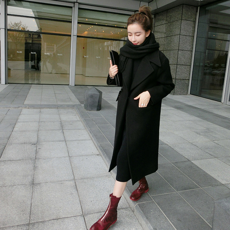Coat Female Women Wool Coat Winter Fashion New Casual Korean Version Slim Long Coat Full Sleeve Women's Coats Plus Size 3XL Y201006