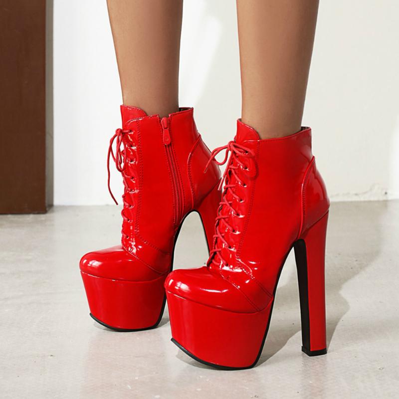 Sexy Ankle Boots Women Ultra Platform Heeled Short Boots Fashion Lace-up Black Red Fetish Winter Lady Shoe Big Size 46 48
Sexy Ankle Boots Women Ultra Platform Heeled Short Boots Fashion Lace-up Black Red Fetish Winter Lady Shoe Big Size 46 48
