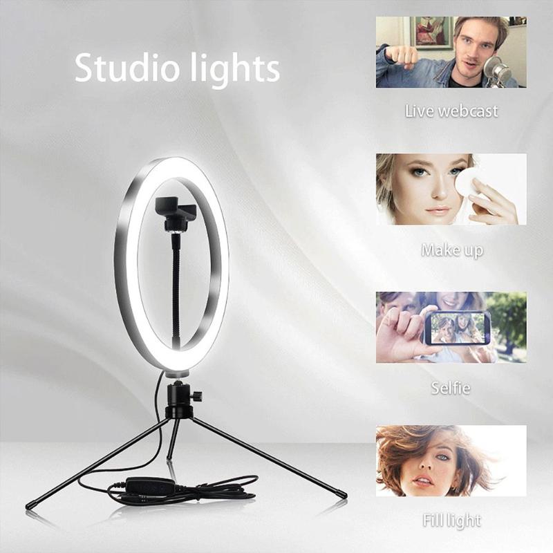 10inch/26cm Led Ring Light Photography Selfie Ring Lamp For Youtube Makeup Video Light With Tripod For Phone
10inch/26cm Led Ring Light Photography Selfie Ring Lamp For Youtube Makeup Video Light With Tripod For Phone
