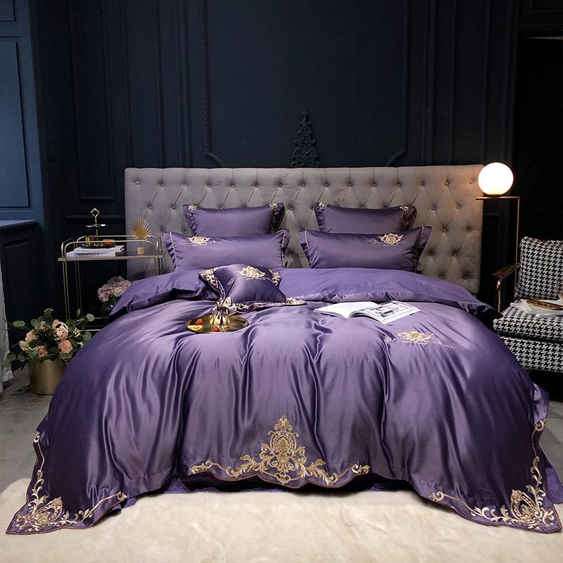 Purple Luxury Satin Silk Cotton Gold Embroidery Bedding Set Queen Home Double Textile Duvet Linen Pillowcases King Bed Set Cover
Purple Luxury Satin Silk Cotton Gold Embroidery Bedding Set Queen Home Double Textile Duvet Linen Pillowcases King Bed Set Cover