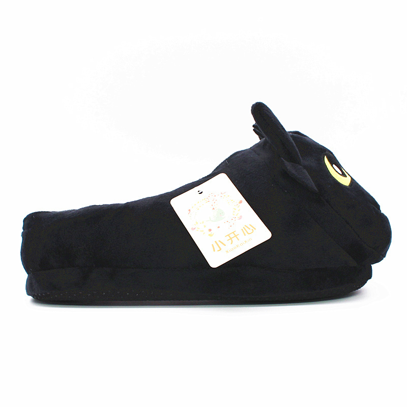 Unisex Anime Cartoon Plush Slippers How to Train Your Dragon Style Winter Warm Soft PP Cotton Black Home Fluffy Slippers Shoes Y200106