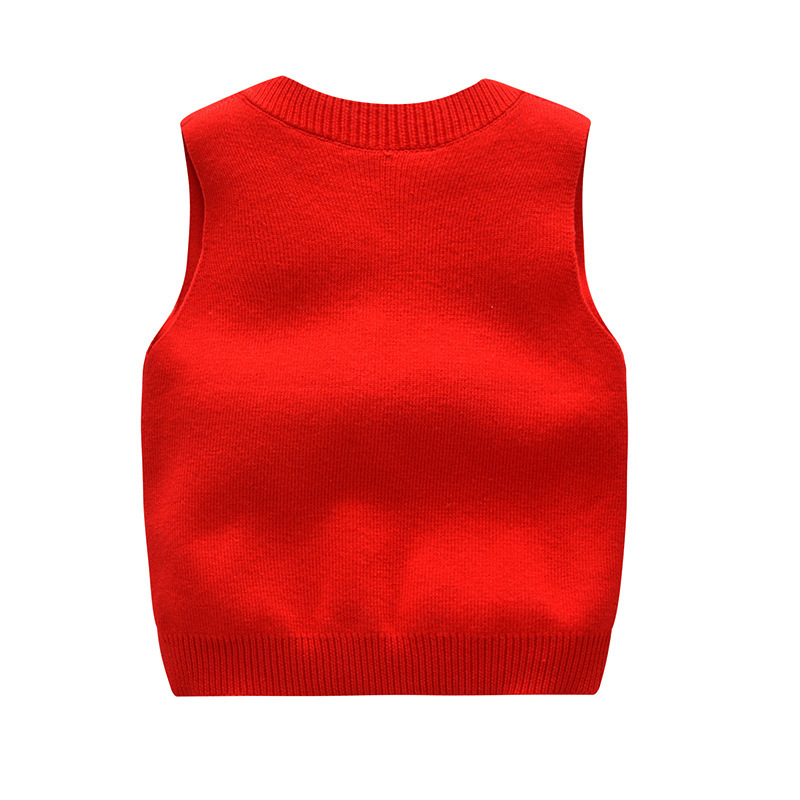 Winter New Kids Sweater Knitted Vests For Girls V-neck Fleece Vest Boy Casual Sleeveless Vest Sweater 201127