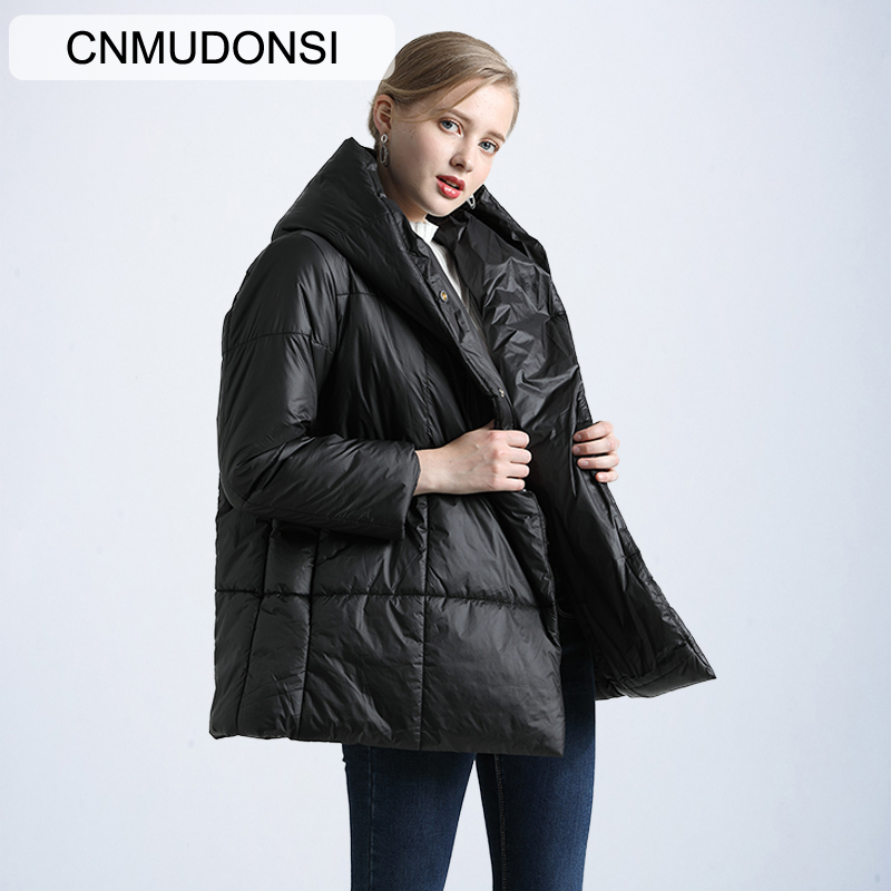 Winter Jacket Women's Large Size Women's Parker Coat Thicken Jacket Solid Color Hooded Coat Short Women's Slim Cotton Found 201019
