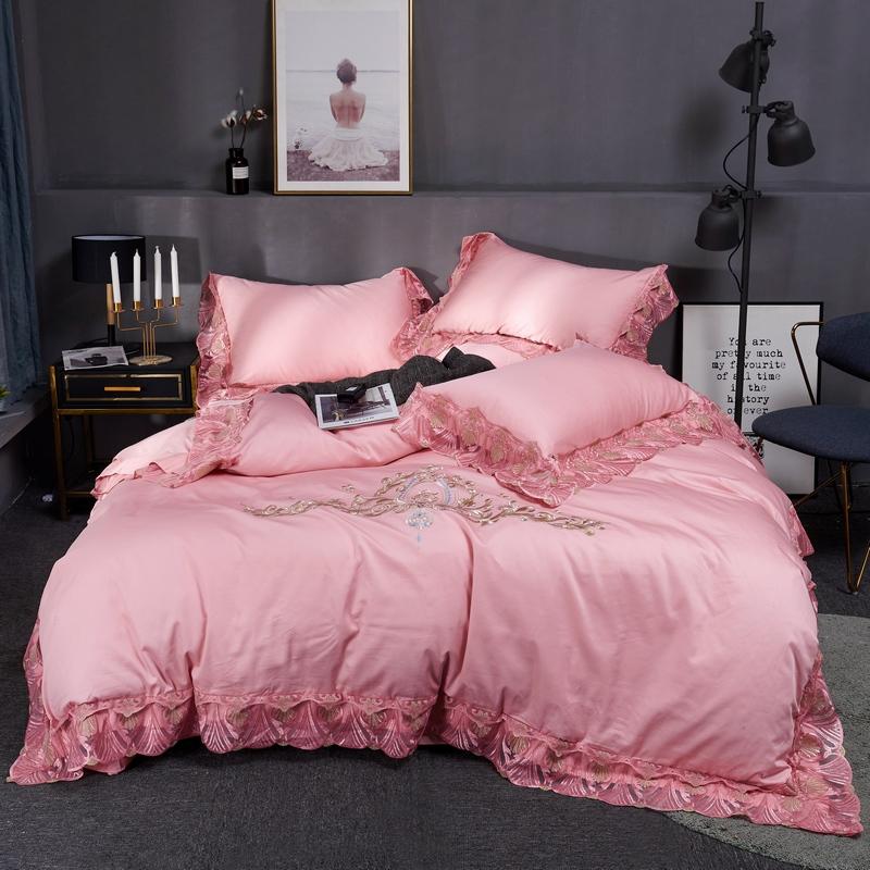60S Long Stapled Cotton Luxury Style Lace Embroidery 4pcs Duvet Cover Bed Sheet Pillowcases Solid Pink Royal Blue Purple Green
60S Long Stapled Cotton Luxury Style Lace Embroidery 4pcs Duvet Cover Bed Sheet Pillowcases Solid Pink Royal Blue Purple Green