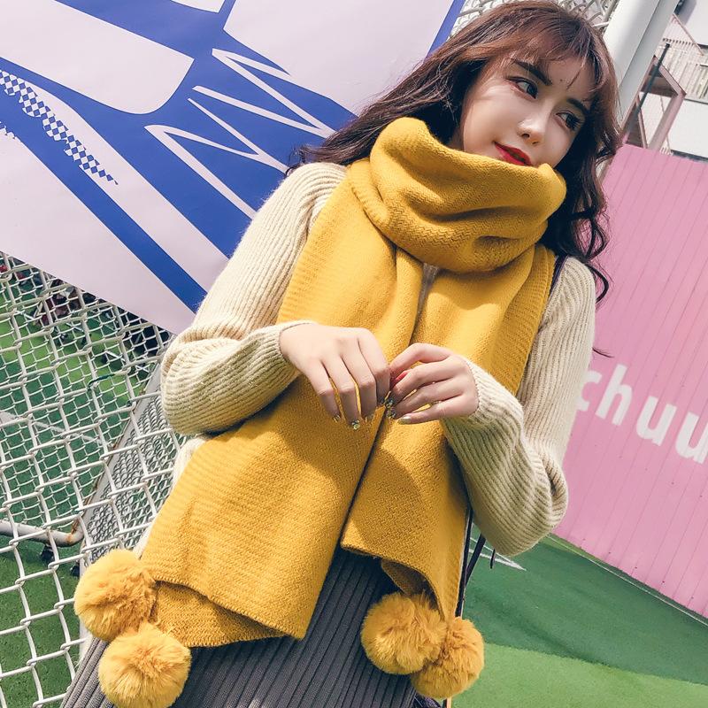 Winter Women Solid Knitted Scarf Cashmere Poncho Scarves With Ball Shawls And Wraps Bandana Female Foulard
Winter Women Solid Knitted Scarf Cashmere Poncho Scarves With Ball Shawls And Wraps Bandana Female Foulard