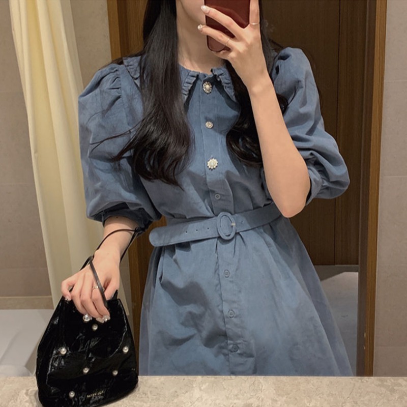 2021 New Vintage Solid Women's Dresses Peter Pan Turtleneck Half Mangas Puff Single Breasted Strip Waist the Short Line Dressed Spring X7VF, Black
2021 New Vintage Solid Women's Dresses Peter Pan Turtleneck Half Mangas Puff Single Breasted Strip Waist the Short Line Dressed Spring X7VF, Black