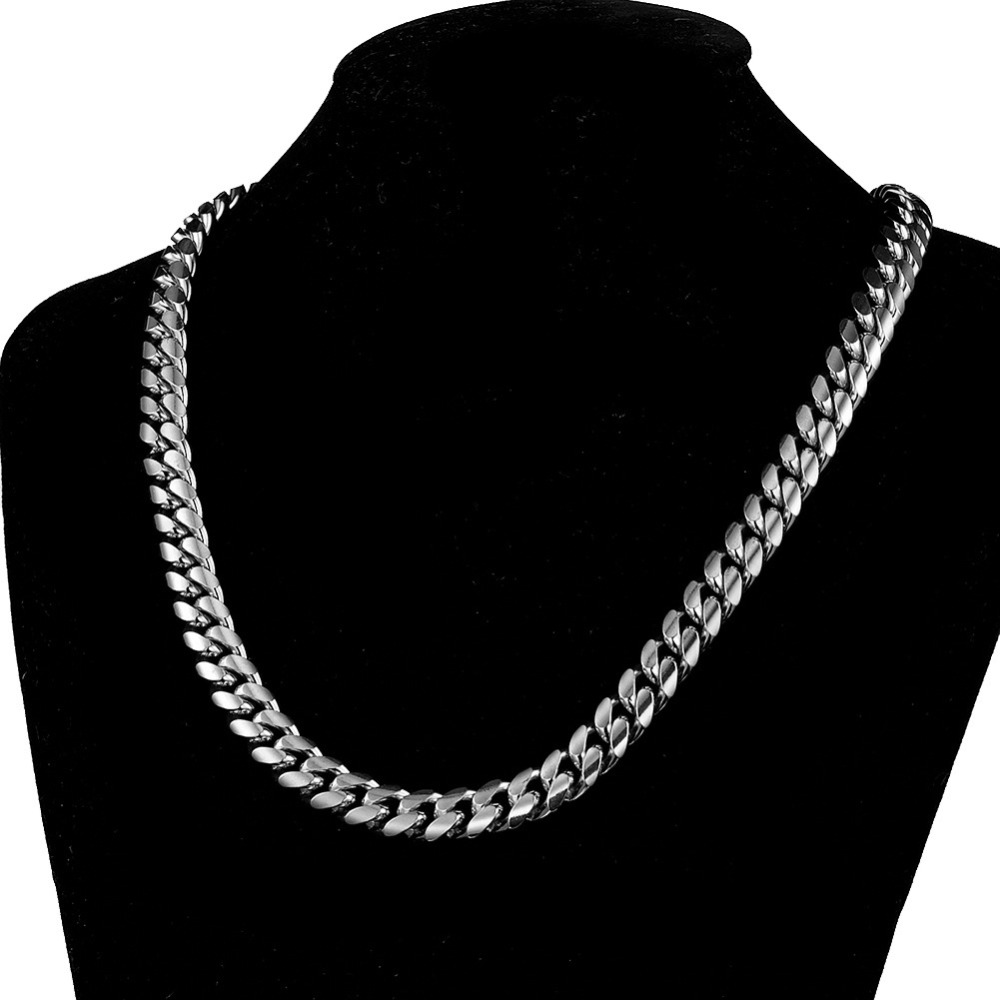 618mm Stainless Steel Cuban Miami Chains Necklaces Big Heavy Silver Color Link Chain for Men HipHop Rock jewelry