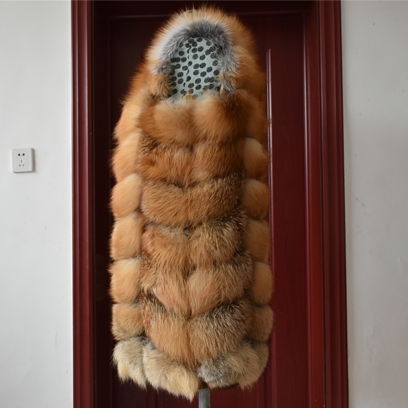 Winter Red Fox Fur Vest Female Real Long Women Red Fox Fur Waistcoat Natural Waistcoat Long Free Shipping 201112