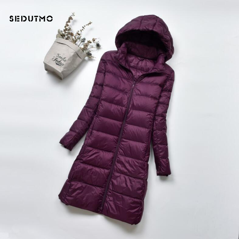 SEDUTMO Winter Plus Size 4XL Womens Down Coat Long Ultra Light Thick Duck Down Puffer Jacket Slim Autumn Parkas ED522 201201