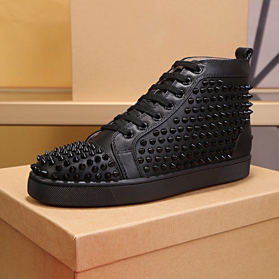 Mens Women Platform Shoes Sparkling Diamond Spikes High Top Mid Black White Designer Sneakers Genuine Leather Casual Shoes, Shown
Mens Women Platform Shoes Sparkling Diamond Spikes High Top Mid Black White Designer Sneakers Genuine Leather Casual Shoes, Shown