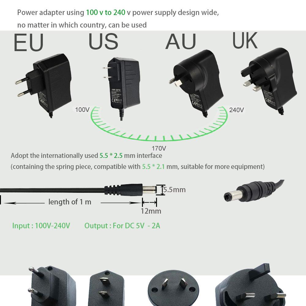 Android TV BOX Power Adapter For X96 miniT95V88A5X MAX X88 H96 Converter ACDC Power Charger 5V2A UK EU AU US Plug AC Plug