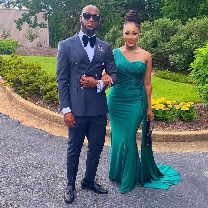 One Shoulder Bridesmaid Dresses For Africa Unique Design 2022 New Full Length Wedding Guest Gowns Junior Maid Of Honor Dress Ribbon Elastic Silk Like 