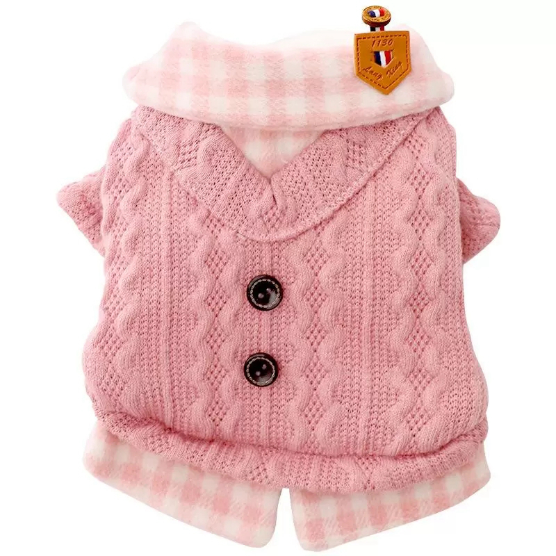 free shipping Warm Pet Sweater Winter Clothes Dog Apparel for Small Dogs Pomeranian Yorkies Chihuahua Schnauzer Thickened Flannel Lining Coats Pink Gi