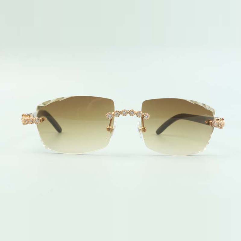 Bouquet Diamond buffs Sunglasses 3524015 with Natural black buffalo horn glasses and cut Lens 3.0 Thickness