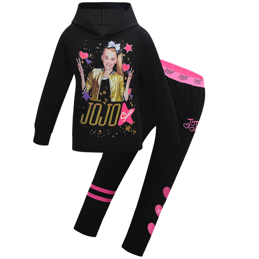 Girls JOJO Siwa Baby Kids Sets Winter Clothes T-shirt+pants 2pcs Long Sleeve Zipper Set Spring Hoodies Teen Girls Xmas OutfitsX1019