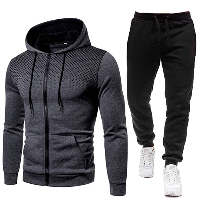 Tracksuit Men Set Set Two Pieces Man Sportswear Zipper Hoodie+Pants Sport Suits Casual Sweatshirt+Sweatpants Men's Clothing Sets 201130