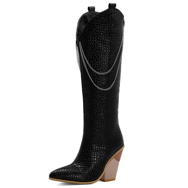 RIBETRINI Plus Size 34-48 Women Knee High Shoes Women Pointed Toe Thick High Heels Chain Boots 2020 Autumn Fashion Boots, Black
RIBETRINI Plus Size 34-48 Women Knee High Shoes Women Pointed Toe Thick High Heels Chain Boots 2020 Autumn Fashion Boots, Black