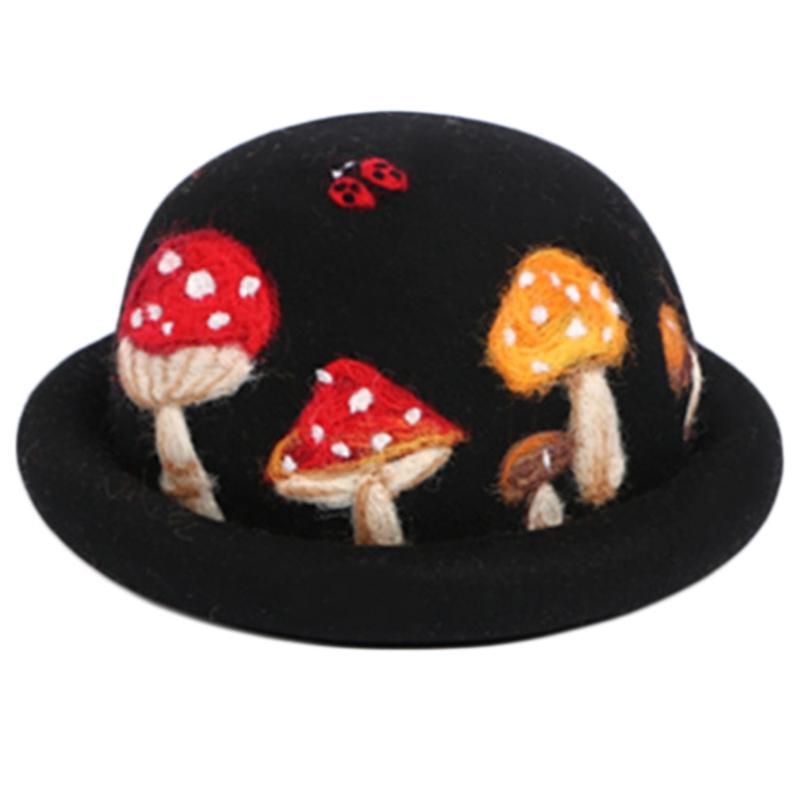 Parent-Child Winter Autumn Faux Wool Felt Jazz Hat Cute Cartoon Mushroom Ladybird Embroidery Vintage Prom Bucket Cap, Blue;gray
Parent-Child Winter Autumn Faux Wool Felt Jazz Hat Cute Cartoon Mushroom Ladybird Embroidery Vintage Prom Bucket Cap, Blue;gray