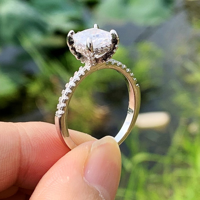 Sparkling New Arrival Luxury Jewelry 925 Sterling Silver Cushion Shape White Topaz CZ Diamond Gemstones Eternity Party Women Wedding Ring